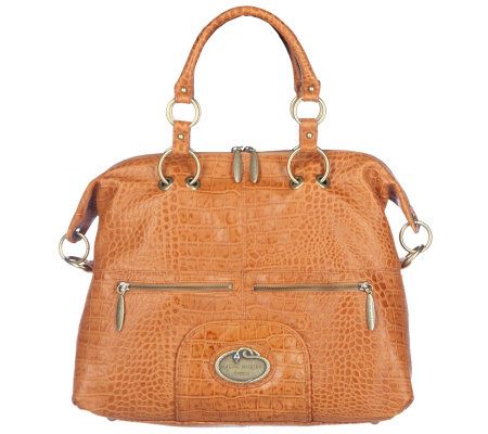 Malini Murjani Croco Embossed Leather Satchel - A214499