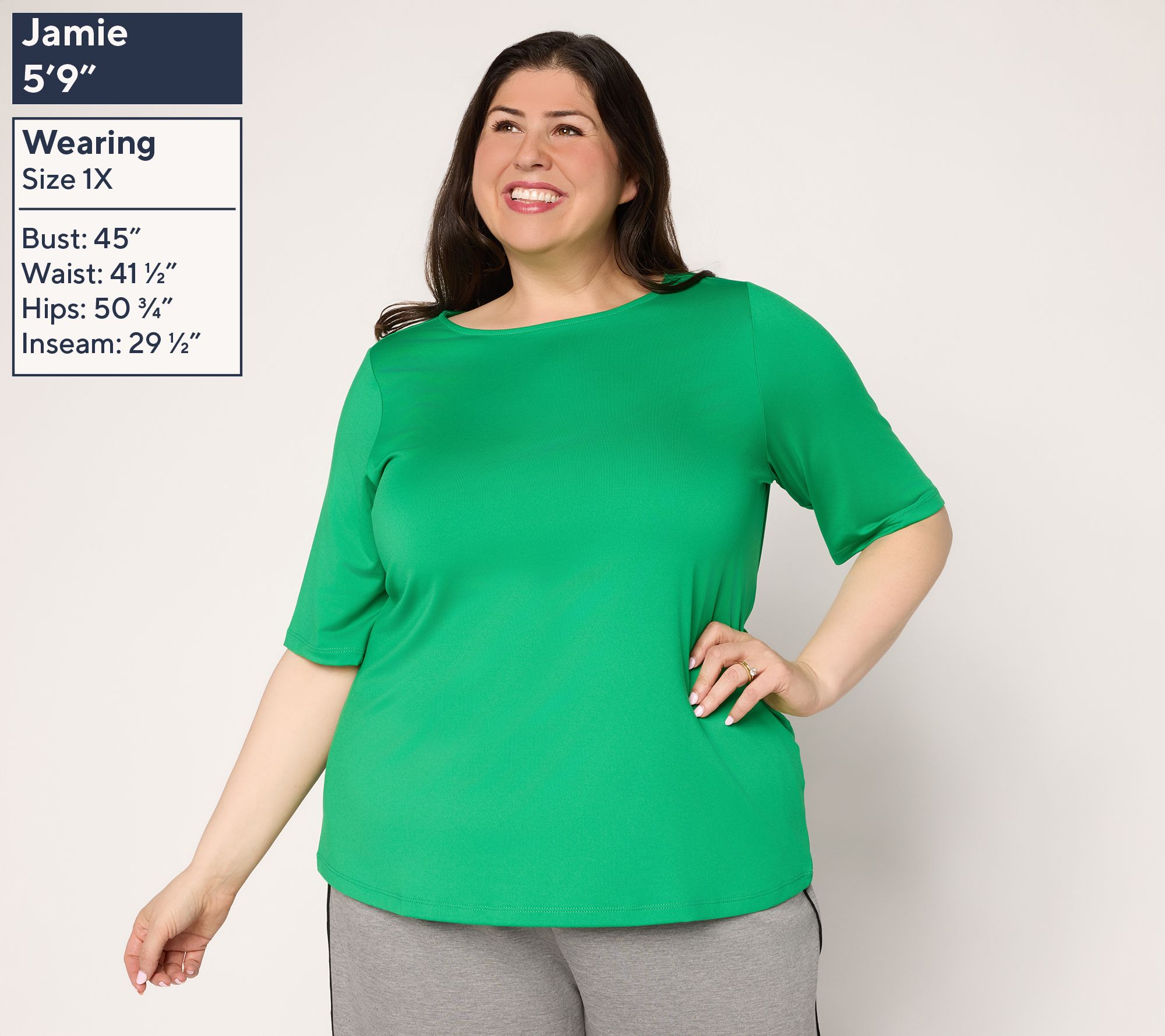 Susan Graver Essentials Butterknit Elbow Sleeve Bateau Neck Top