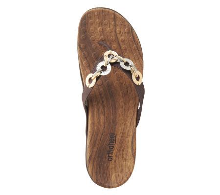 Orthaheel Lola Orthotic Thong Sandals with Metal Detail
