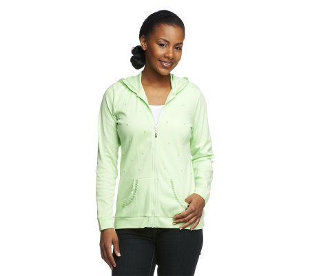 Quacker Factory Simulated Pearl Knit Jacket w/Hood - A223899