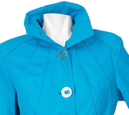 Dennis Basso Funnel Neck Button Front Coat with Belt