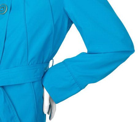 Dennis Basso Funnel Neck Button Front Coat with Belt