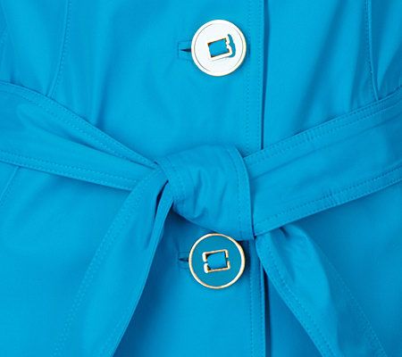 Dennis Basso Funnel Neck Button Front Coat with Belt