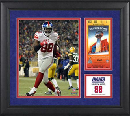 Super Bowl XLVI Cruz or Nicks Autographed 8x10 Photo w/ Replica Ticket - C28720