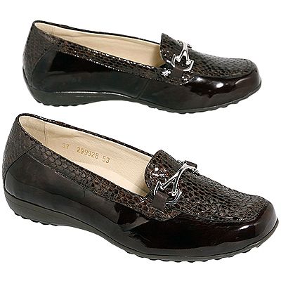 VITAFORM Damen-Slipper Leder/Stretch Lack/Reptil Zierspange