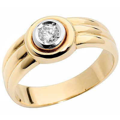 1 Brillant ca.0,17ct. lupenrein/get.Weiß Solitär-Ring Gold 585