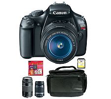 Canon EOS Rebel T3 DSLR Camera w/ 3 Lenses and Accessories