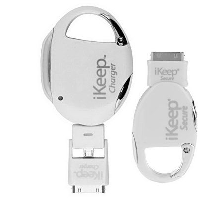iKeep Smart Phone USB Retractable Charger with a Security Cord - E223403