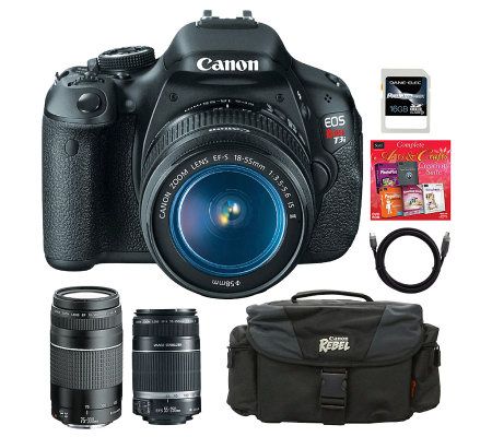 Canon EOS Rebel T3i DSLR Camera 3 Lens Bundle - E267607