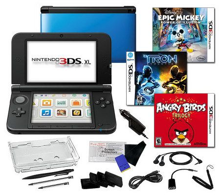 Nintendo 3DS XL with 2 Games, Accessories &Choice of 3rd Game - E267912