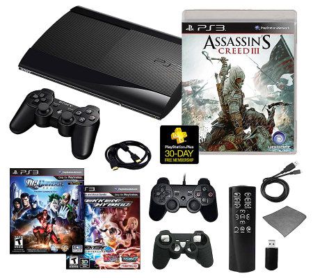 PS3 Slim 500GB Assassins Creed III Bundle with3 Games & More - E265718