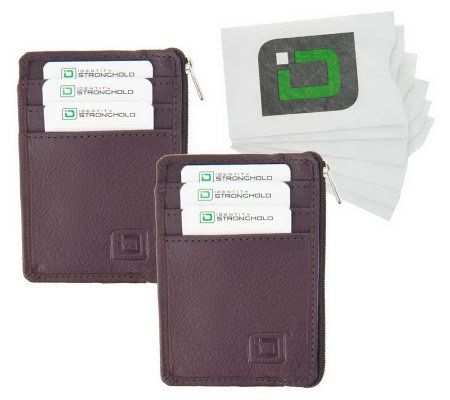 ID Stronghold Set of 2 Mini Wallets and 6 RFID Card Sleeves - E223534
