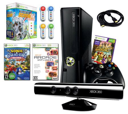 Xbox 360 4GB Slim & Kinect - Family Fun 4 Gam eBundle & More - E268550