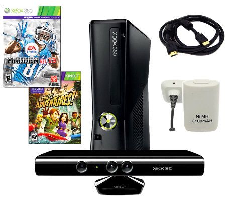 Xbox 360 Slim 4GB Kinect Bundle w/Madden 13, Charger & More - E262051