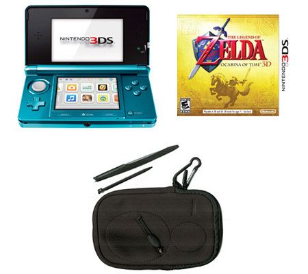 3DS Aqua Blue System with Legend of Zelda: Ocarina of Time - E263957