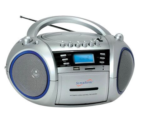SuperSonic SC-183UM Portable MP3/CD Player, Cassette, AM/FM - E248663