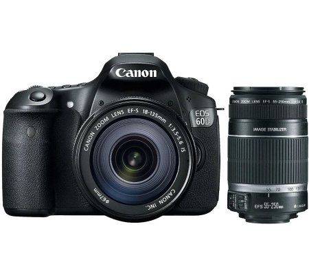 Canon EOS 60D DSLR Camera w/ 18-135mm & 55-250mm Lenses - E255071