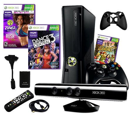 Xbox 360 4GB Kinect Bundle with 3 Games & Accessories - E268699