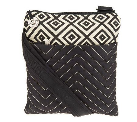 Travelon Quilted Nylon Crossbody Bag with Back Zip Pocket - F09713