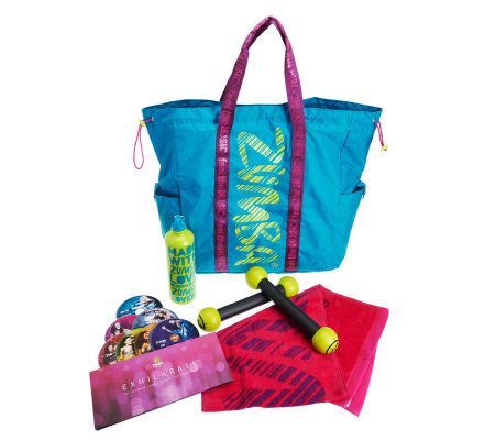 ZUMBA FITNESS Party on the Go Exhilarate Workout  Set w/ Tote Bag - F09618