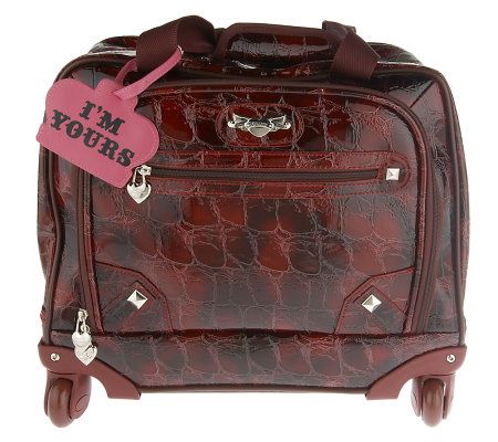 KathyVanZeeland Croco Embossed Spinner Roll-Aboard Tote - F09033