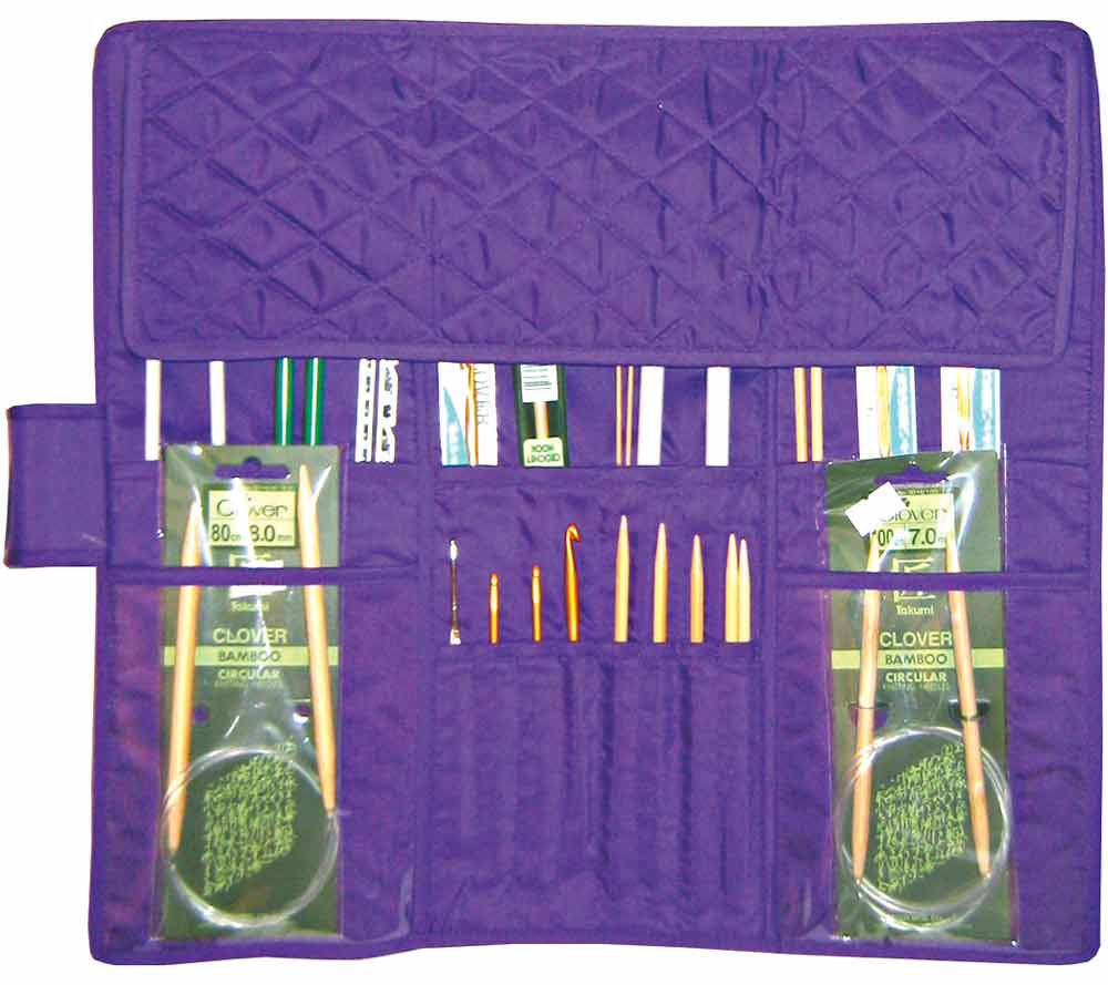 Purple Quilted Cotton Knitting Needle Case - F161035