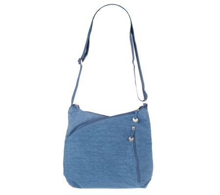 Travelon Crinkle Nylon 3 Compartment Shoulder Bag w/ZipperAccents