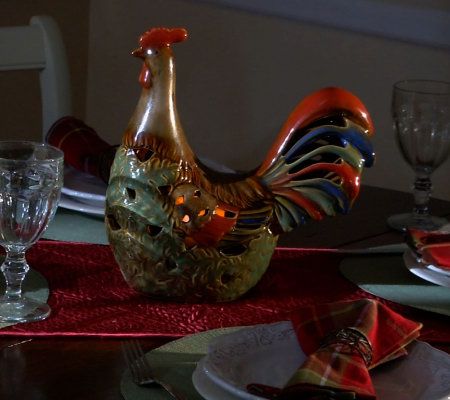 Home Reflections 11 Rooster w/ Flameless Candle