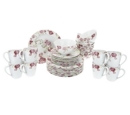 dinnerware sets service for 8
 on ... 32 Piece Floral Stoneware Service for 8 Dinnerware Set  QVC.com