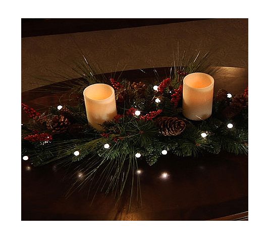 Bethlehem Lights Battery Operated 36 Double Candle Centerpiece Red Berry Clear Ebay 0617