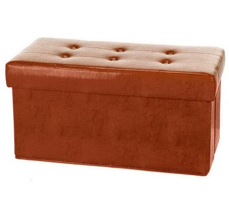 Faux Leather Tufted Collapsible Bench w/ Tray by Valerie - H197880