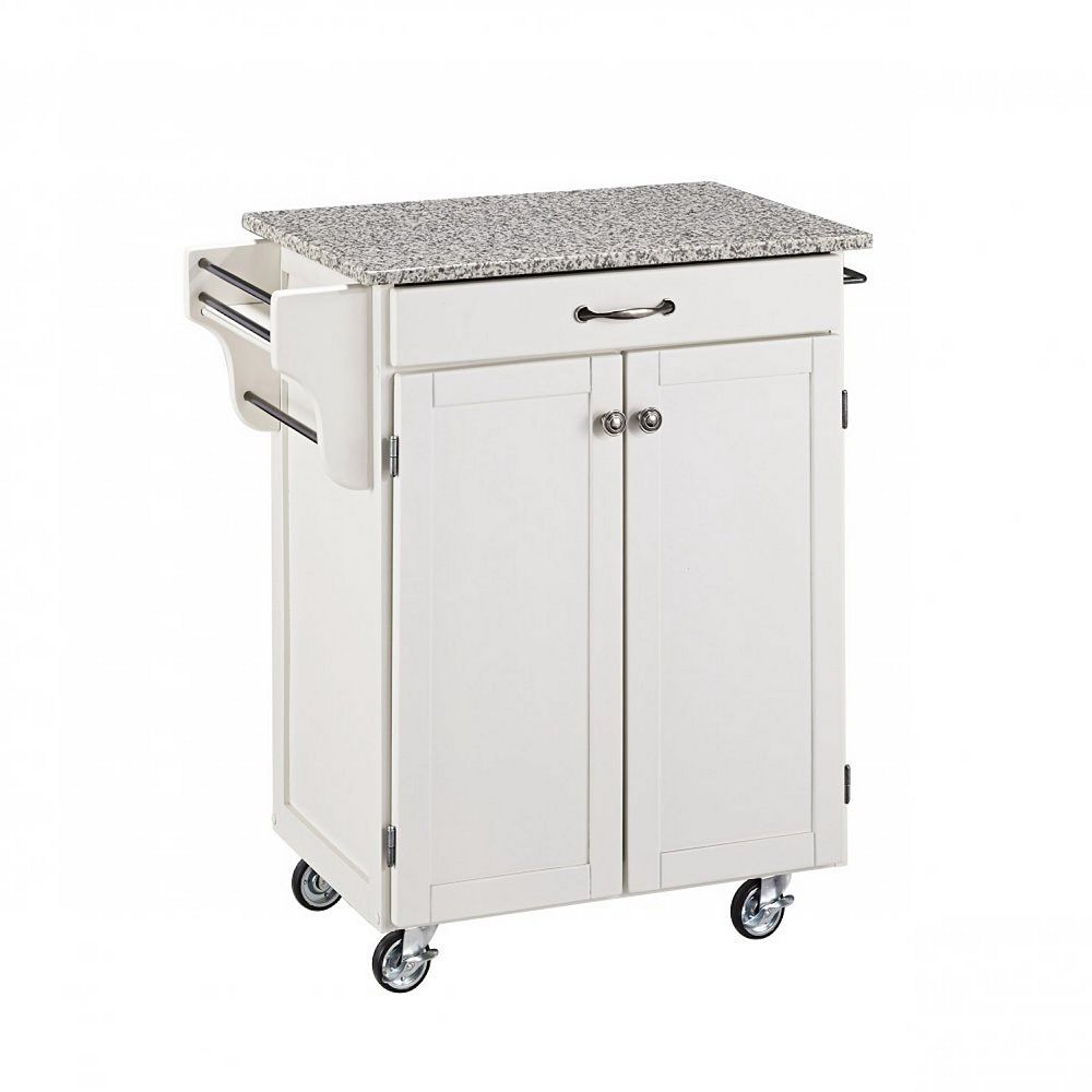 Home Styles Cuisine Cart White Finish with Grane Top