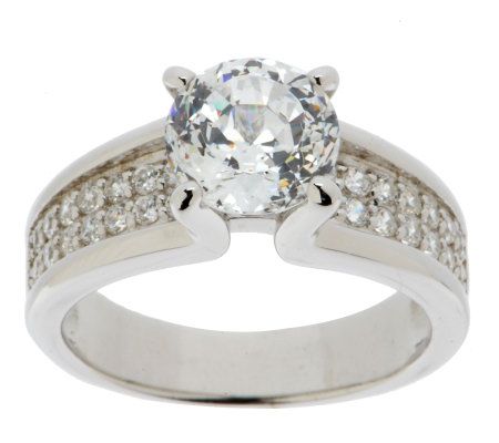 Epiphany Diamonique 100-Facet Bridal Ring w/Pave Detail - J267802