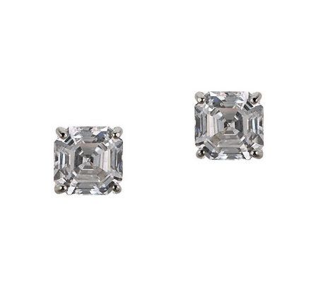 Diamonique 2.00 ct tw Asscher Stud Earrings, 14K Gold - J105321