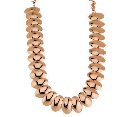 Bronzo Italia Bold Polished 18 Oval Disc Necklace with Extender - J269821