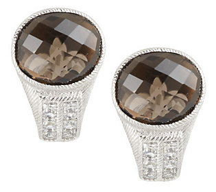 Judith Ripka Sterling 5.50ct Smoky Quartz and Channel Set Diamonique Earr