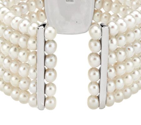 Honora Cultured Pearl Wide Mother-of-Pearl Multi-row Cuff