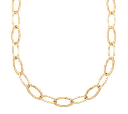 EternaGold 18 Polished & Textured Link Necklace 14K, 15.3g - J307632