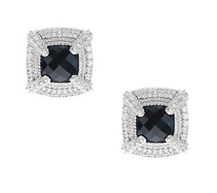Judith Ripka Sterling Faceted Black Onyx Stud Earrings