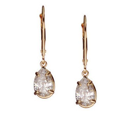 Diamonique 2.50 ct tw Pear Lever Back Earrings,14K Gold - J105249