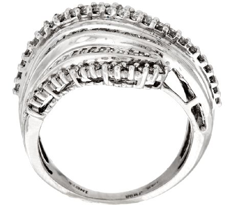 AffinityDiamond 1.00 ct tw Round and Baguette Wave Ring, 14K Gold