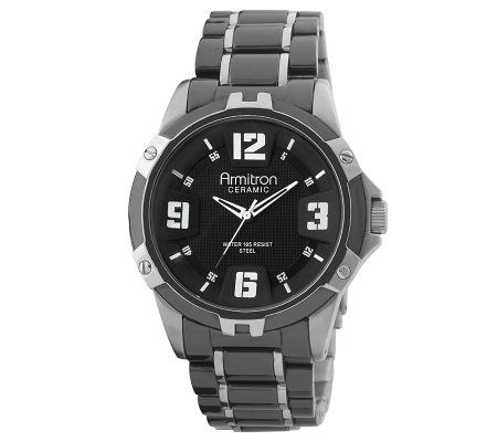 Armitron Mens Black Ceramic and Silvertone Watch - J304249