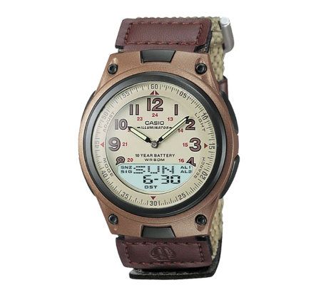 Casio Mens World Time Ana-Digi Beige Watch - J106953