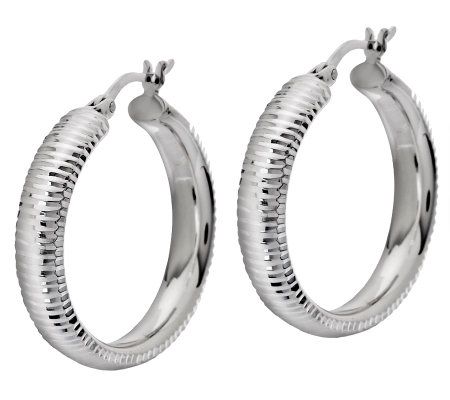 UltraFine Silver 1 Textured Hoop Earrings - J272074