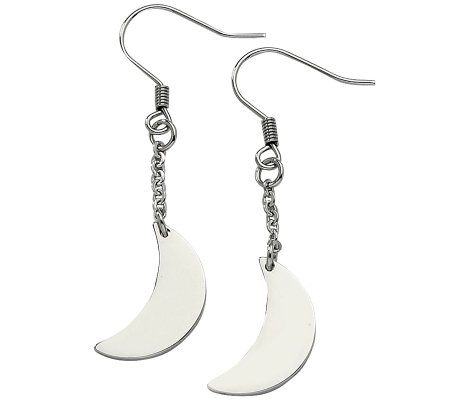 Steel by Design Polished Crescent Moon Dangle Earrings - J310484