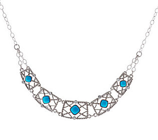 Judith Ripka Sterling Turquo Cabochon Adjustable Necklace