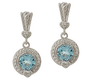 Judith Ripka Sterling Facete 3.80ct Gemstone Earrings with Heart Details