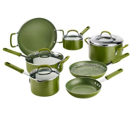 CooksEssentials 12-piece Cookware Set w/ Color Smart Nonstick - K37508