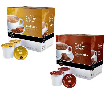 Keurig 32 K-Cups Cafe Escapes Chai Latte & Cafe Mocha - K36409