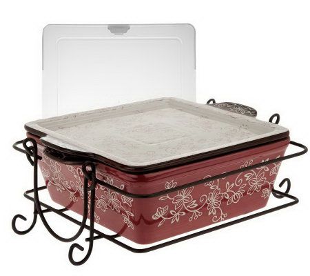 Temp-tations Floral Lace 3-pc Square Lid-It - K38013
